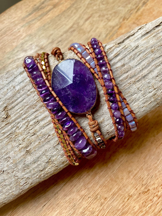 Amethyst Wrap Bracelet