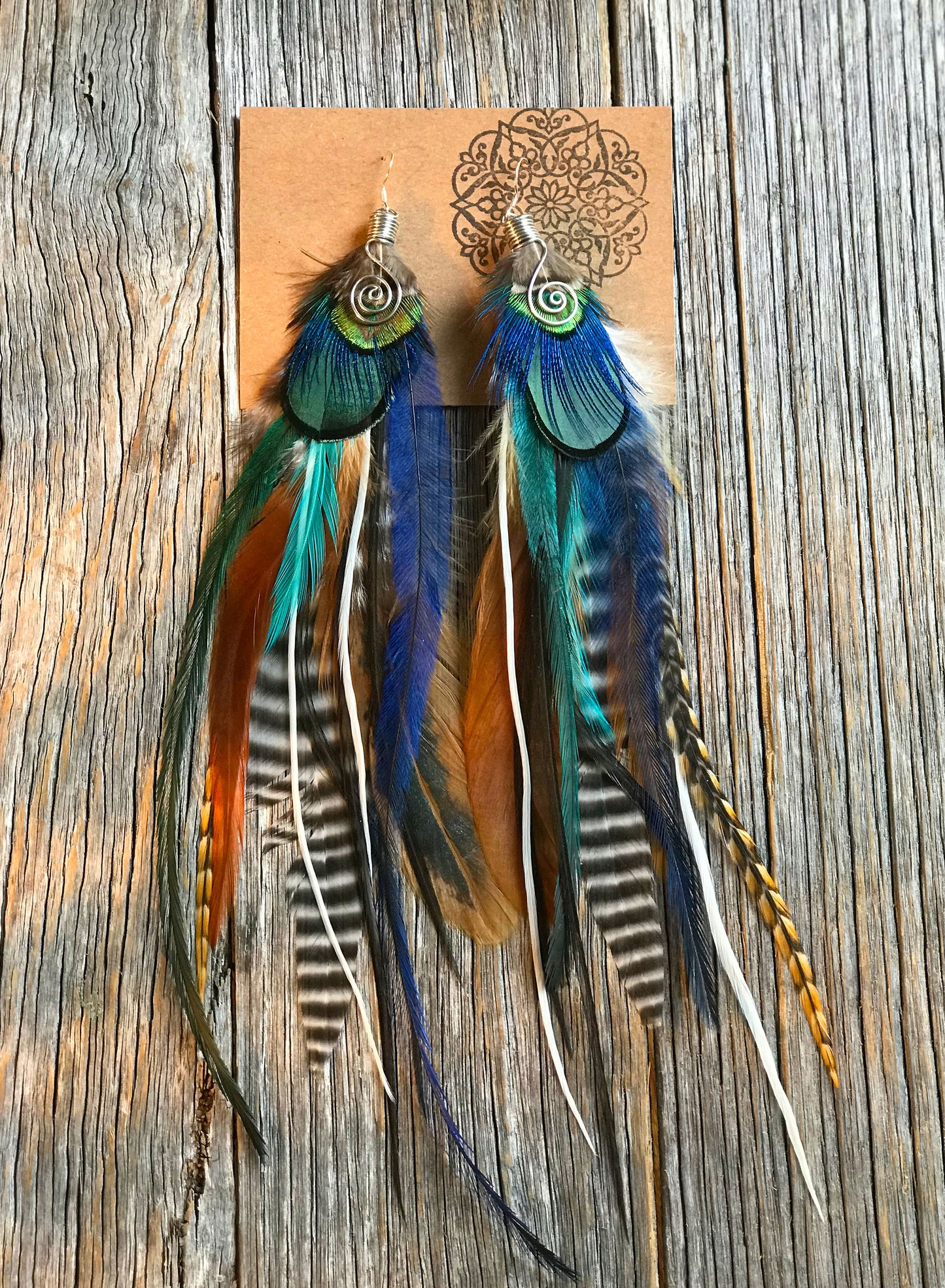Forest Dreaming Long Natural Feather Earrings