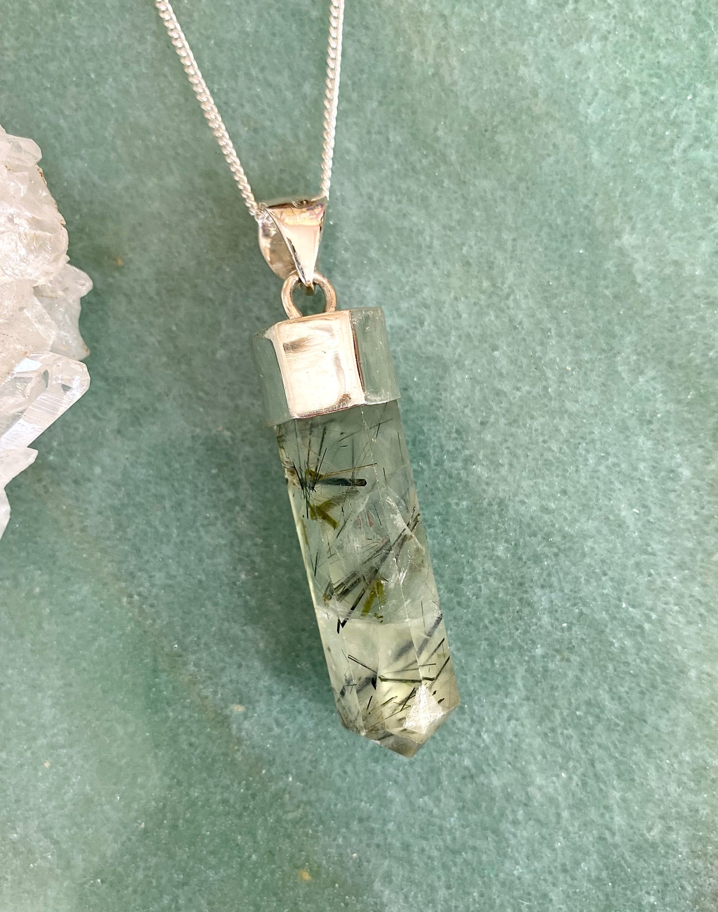 Prehnite Pendant with Sterling Silver Chain