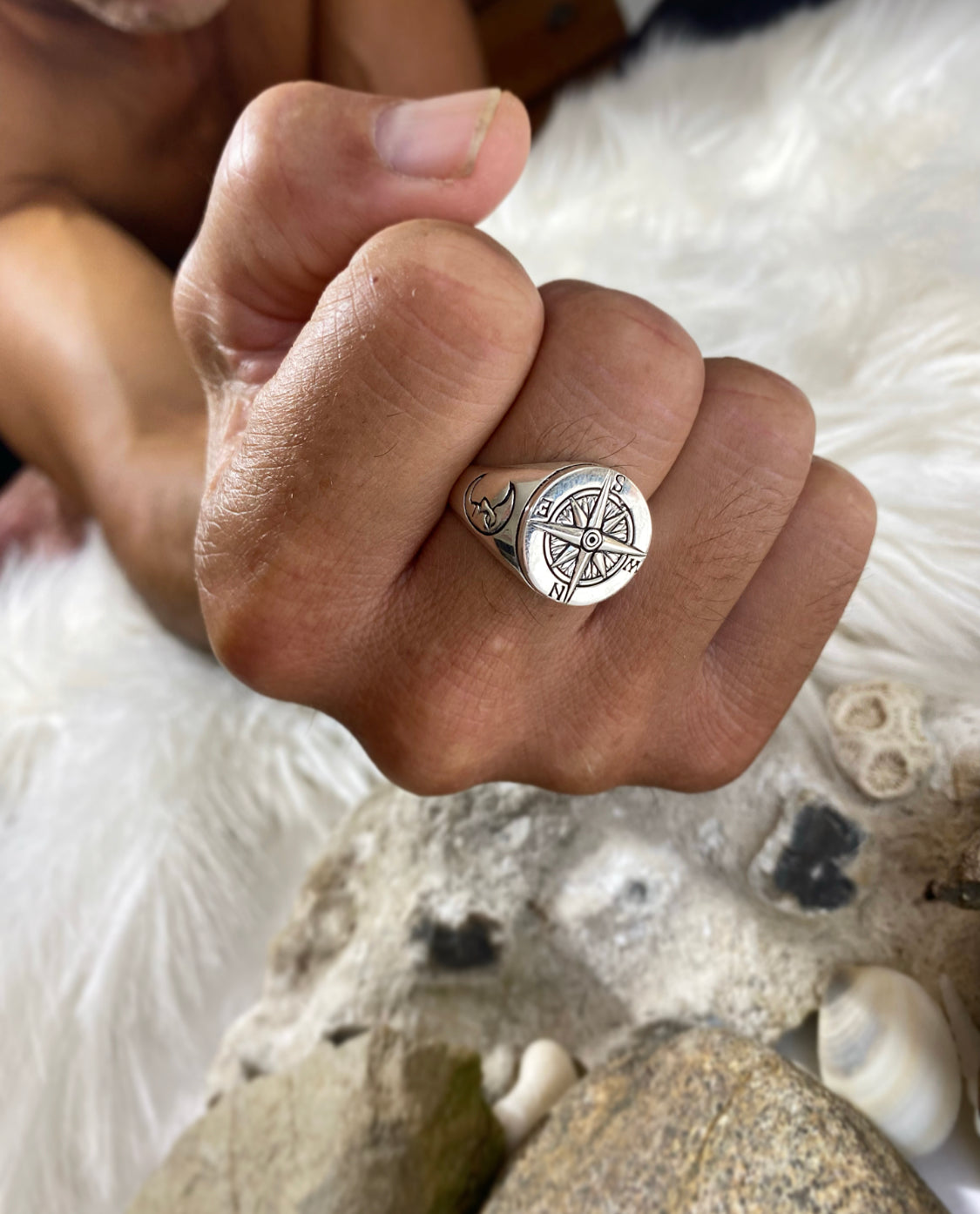 Compass Ring in Sterling Silver