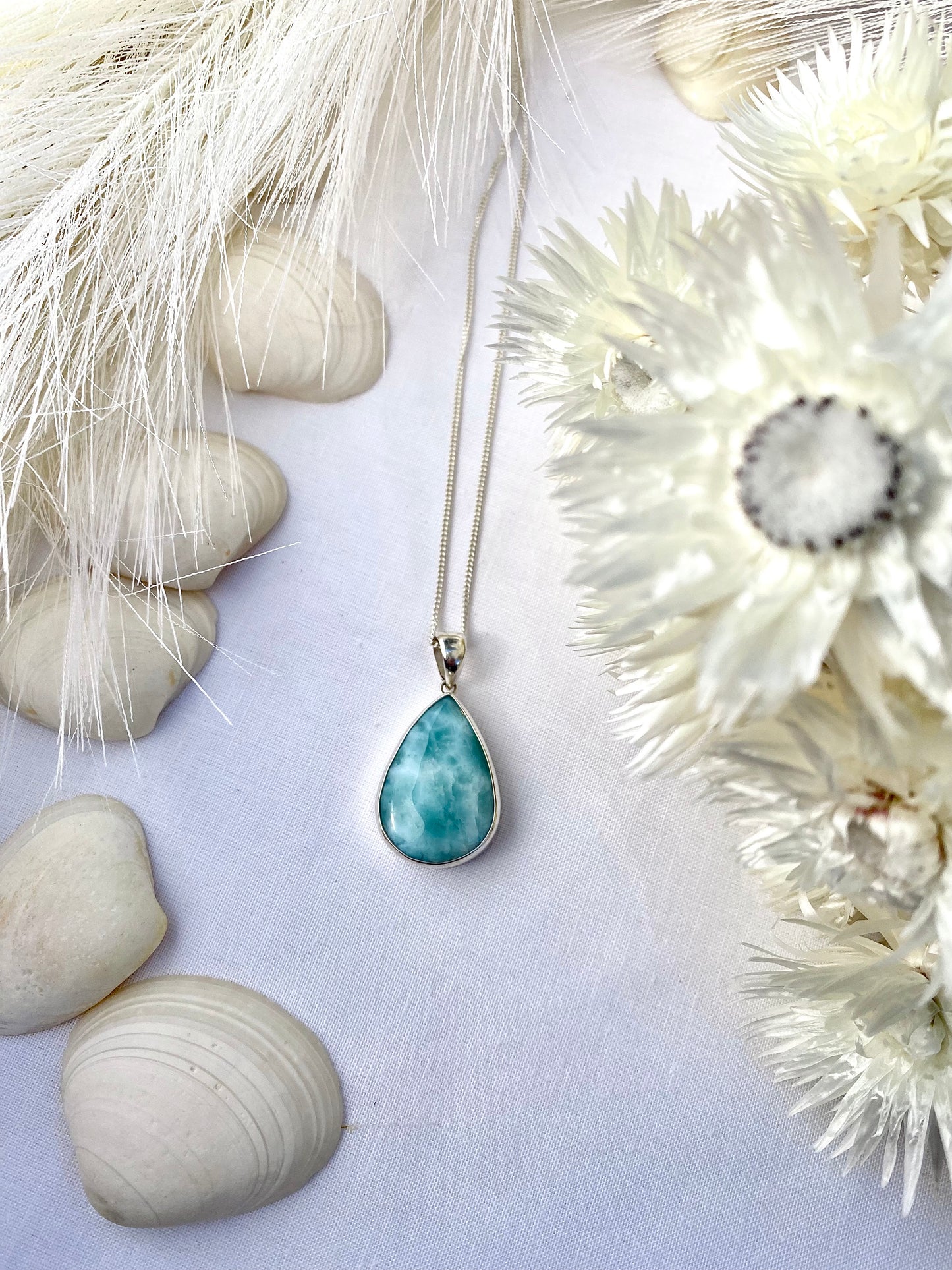 Larimar Pendant set in Sterling Silver (27mm)