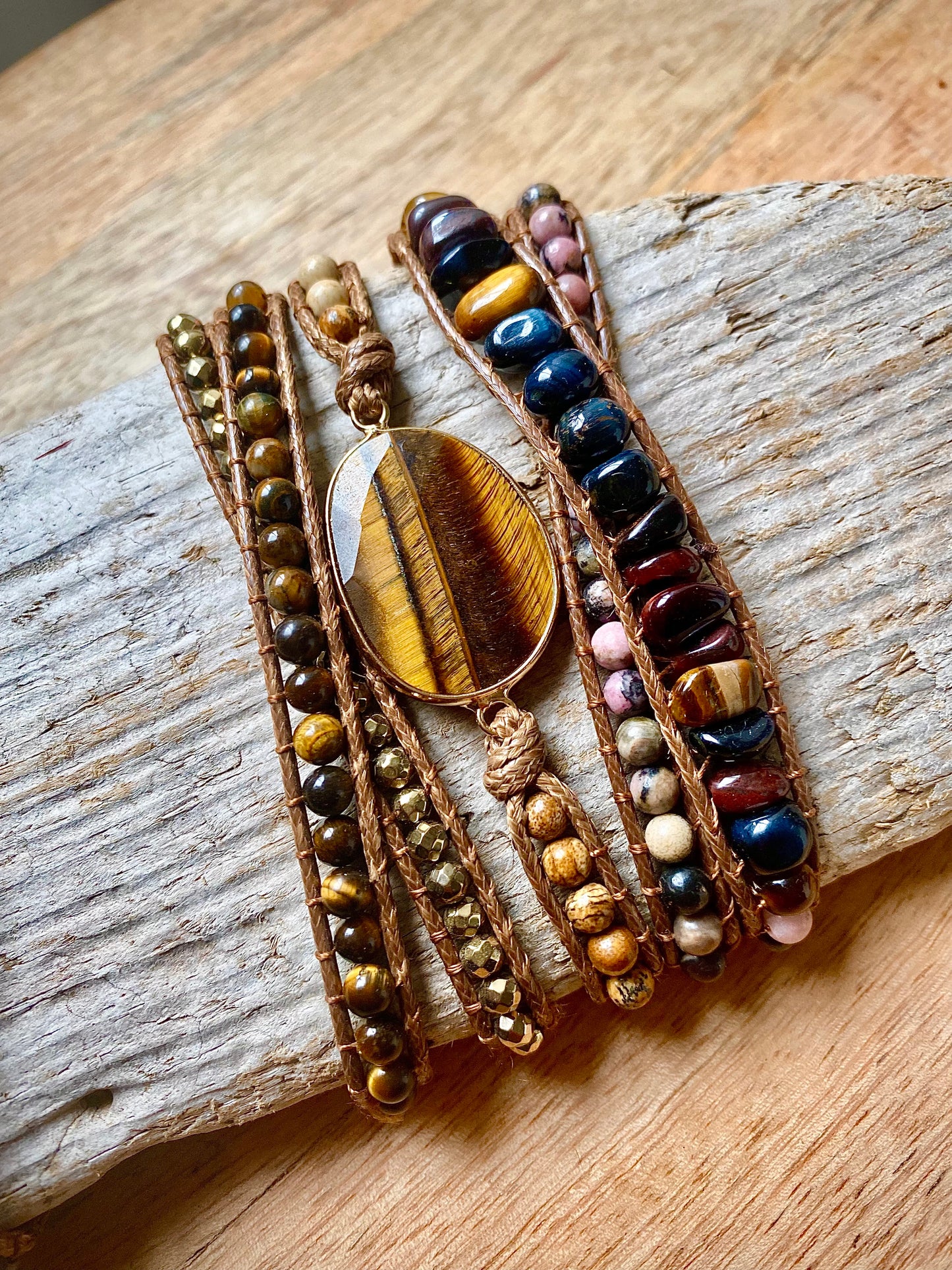 Tiger's Eye Crystal Wrap Bracelet