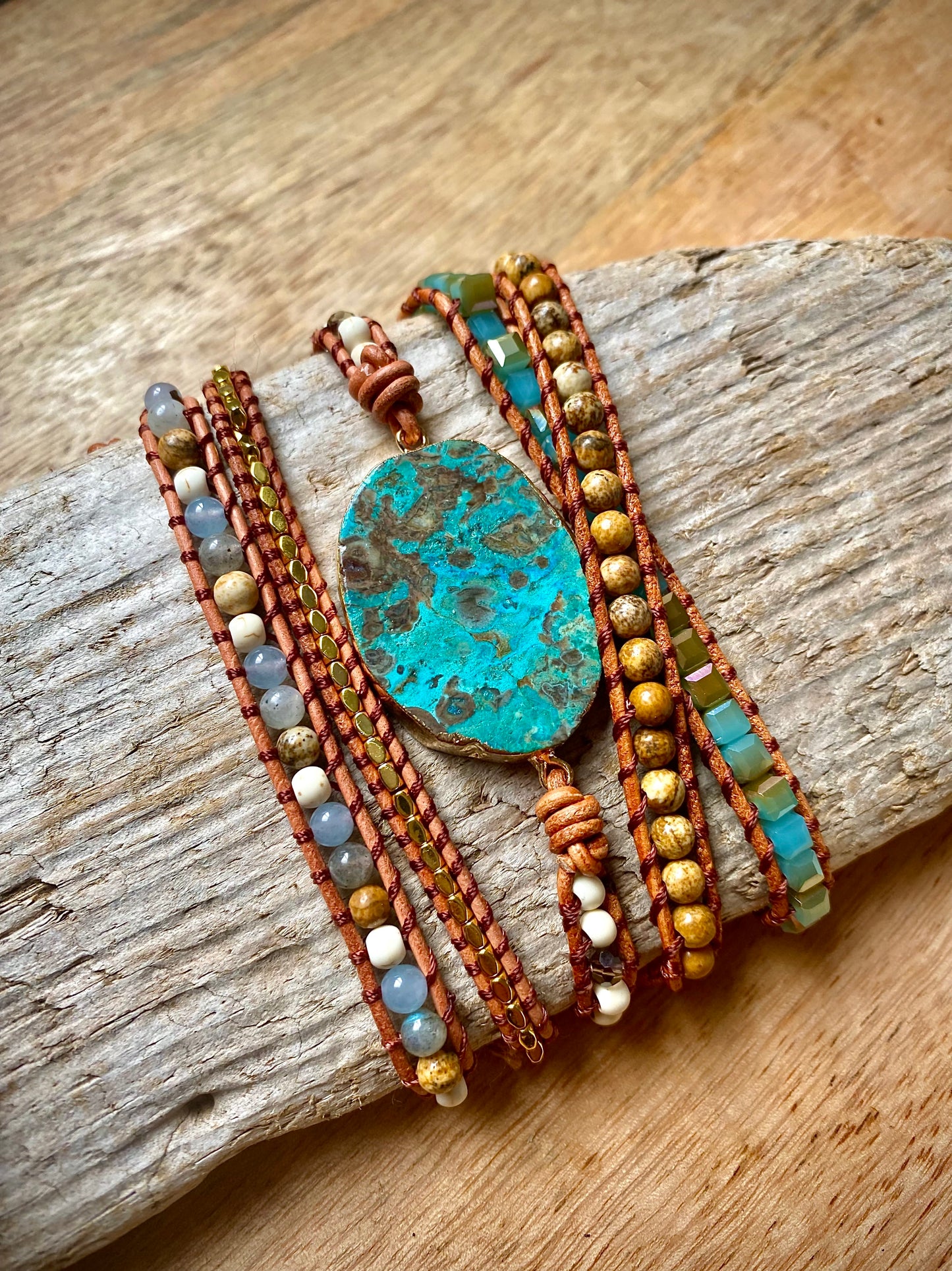 Ocean Jasper Crystal Wrap Bracelet