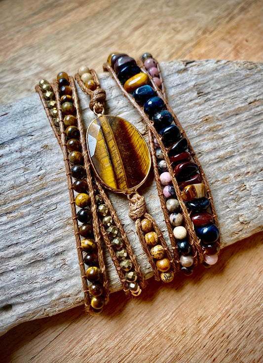 Tiger's Eye Crystal Wrap Bracelet