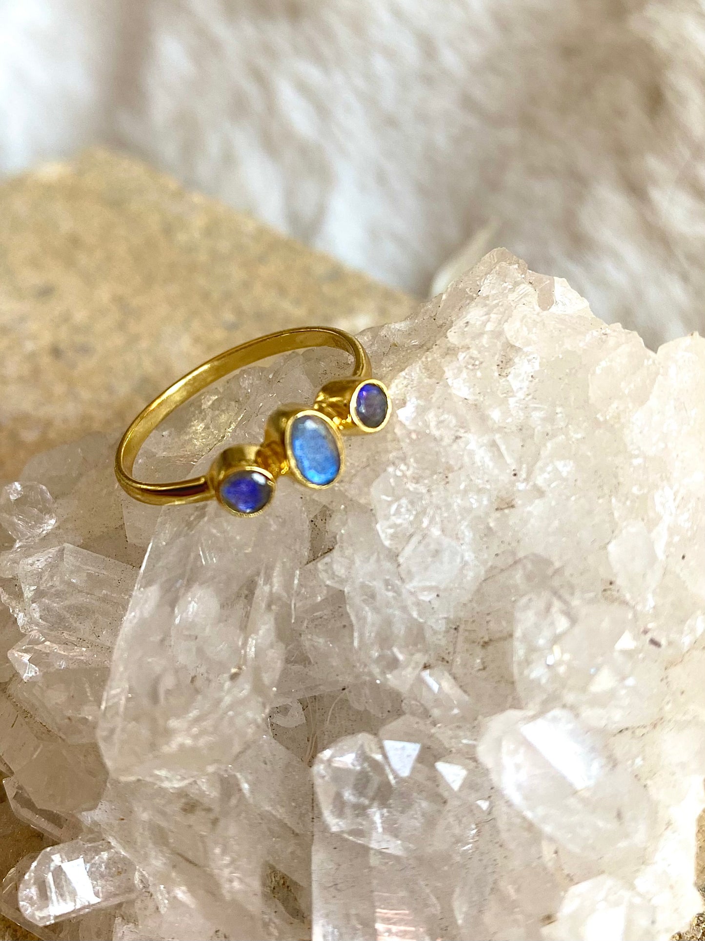 ATHENA Gold Ring with Labradorite