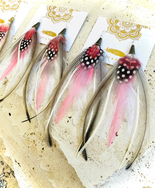 Pink Galah Feather Earrings