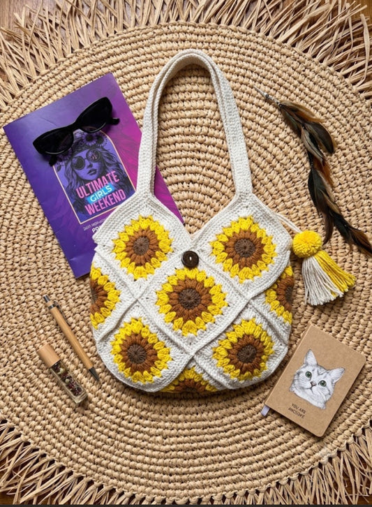 Sunflower Crochet Tote