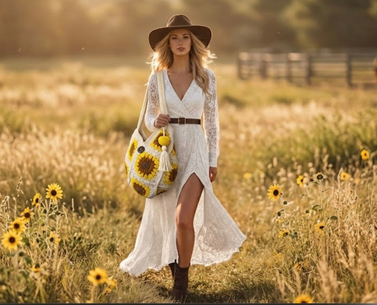 Sunflower Crochet Tote