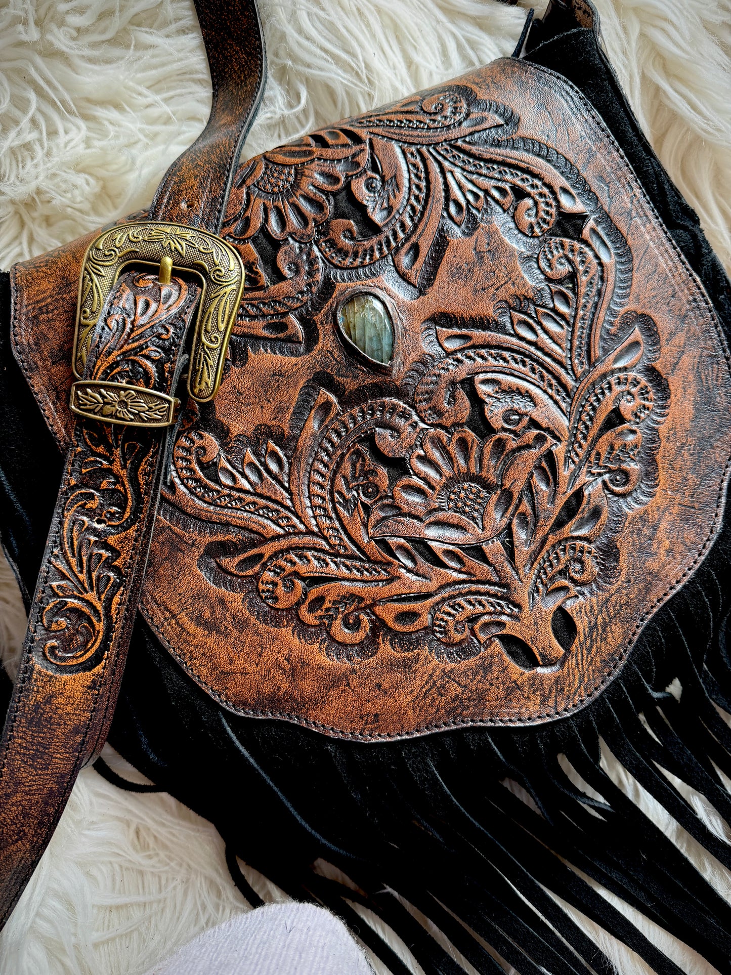 Midnight Brumby ~ Leather Tassel Bag