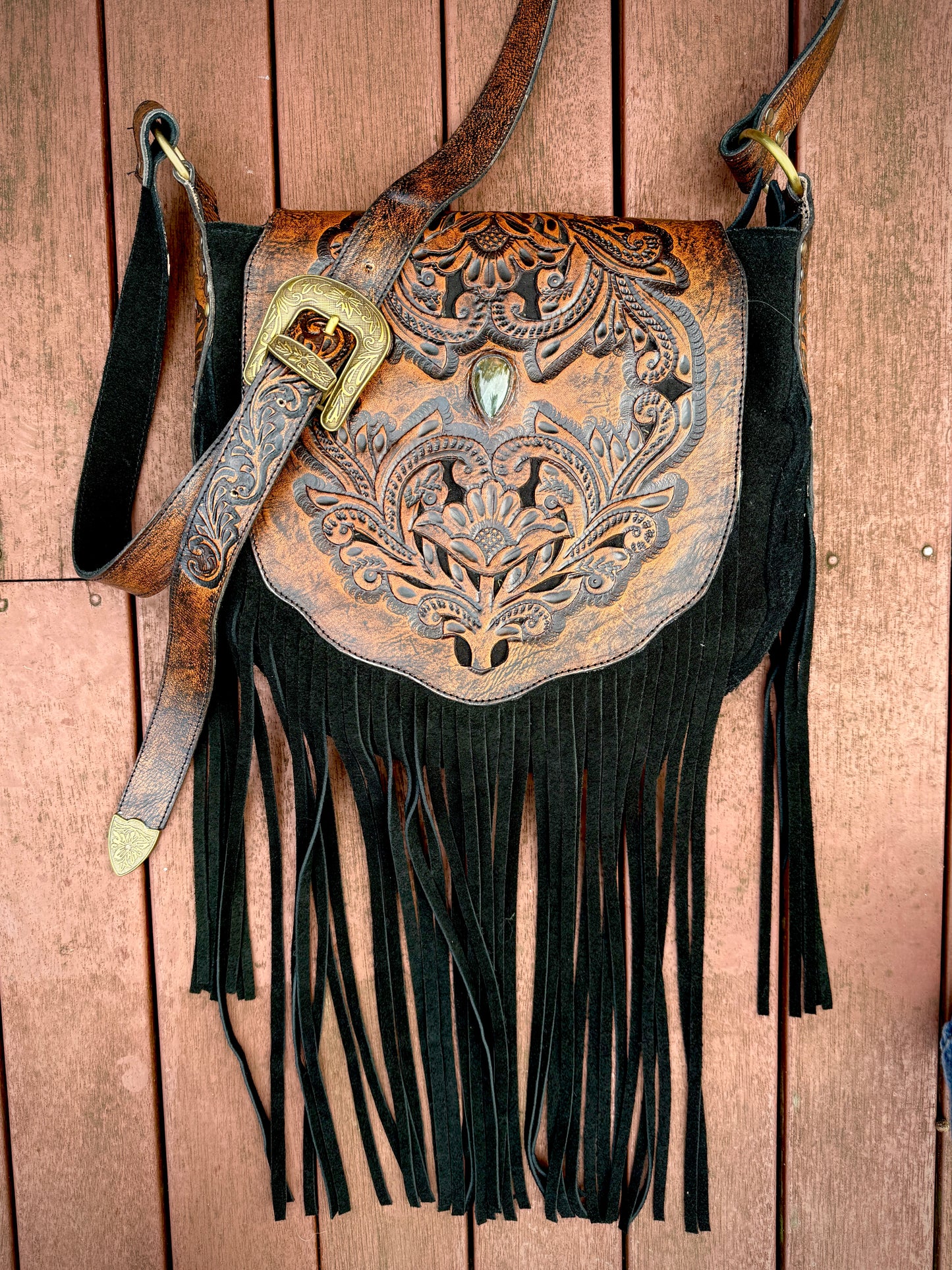 Midnight Brumby ~ Leather Tassel Bag