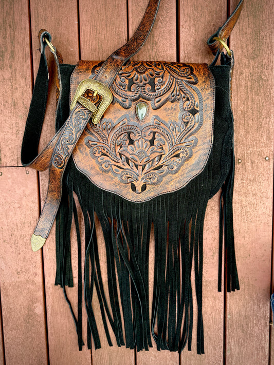 Midnight Brumby ~ Leather Shoulder Bag
