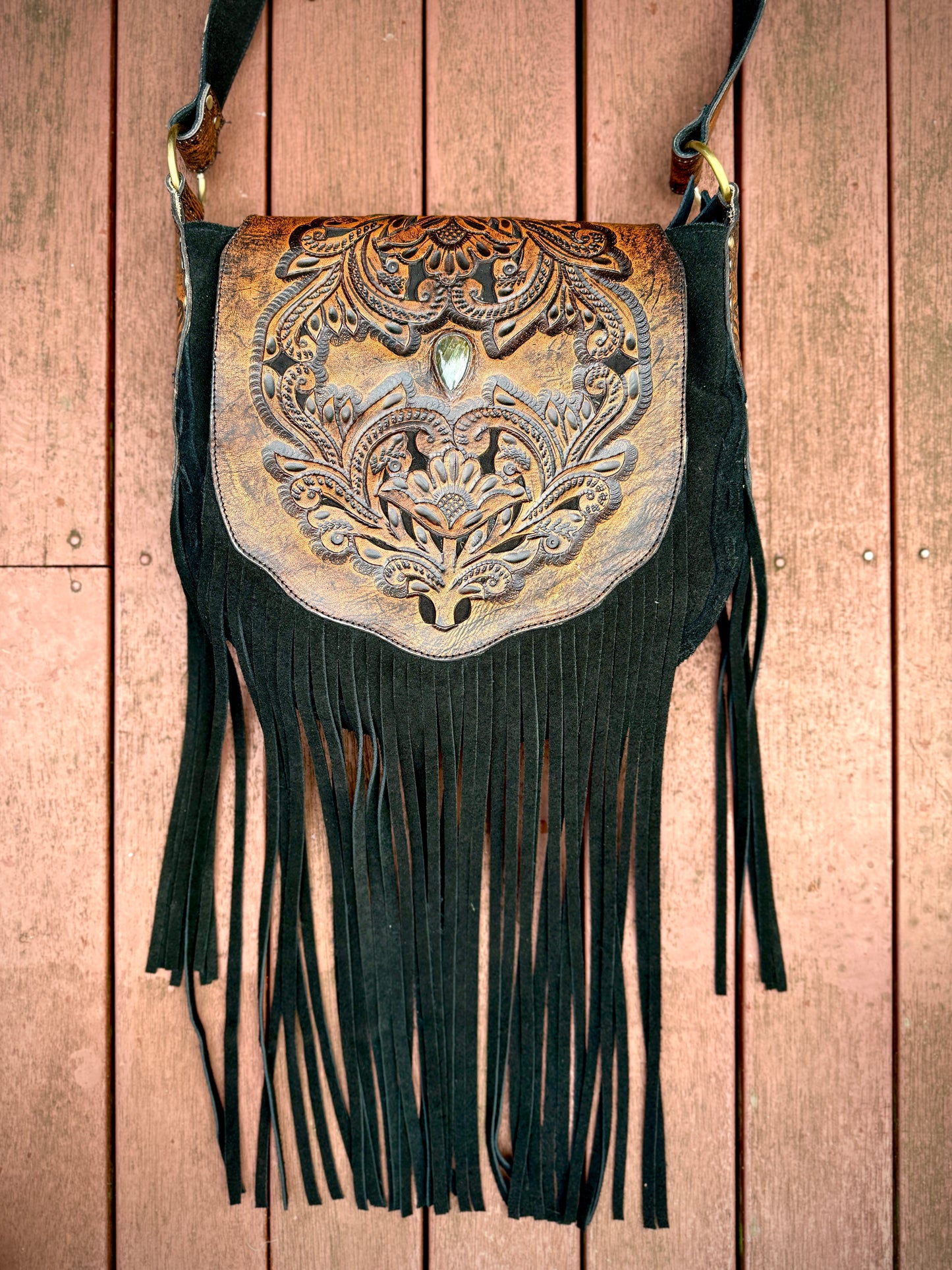 Midnight Brumby ~ Leather Tassel Bag