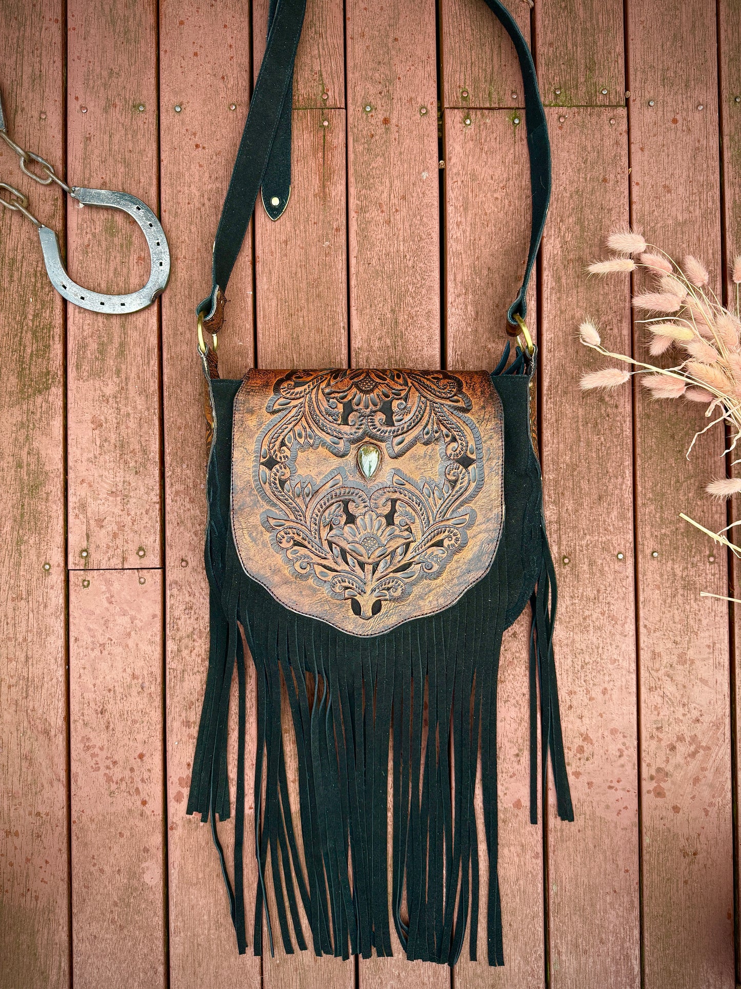 Midnight Brumby ~ Leather Tassel Bag