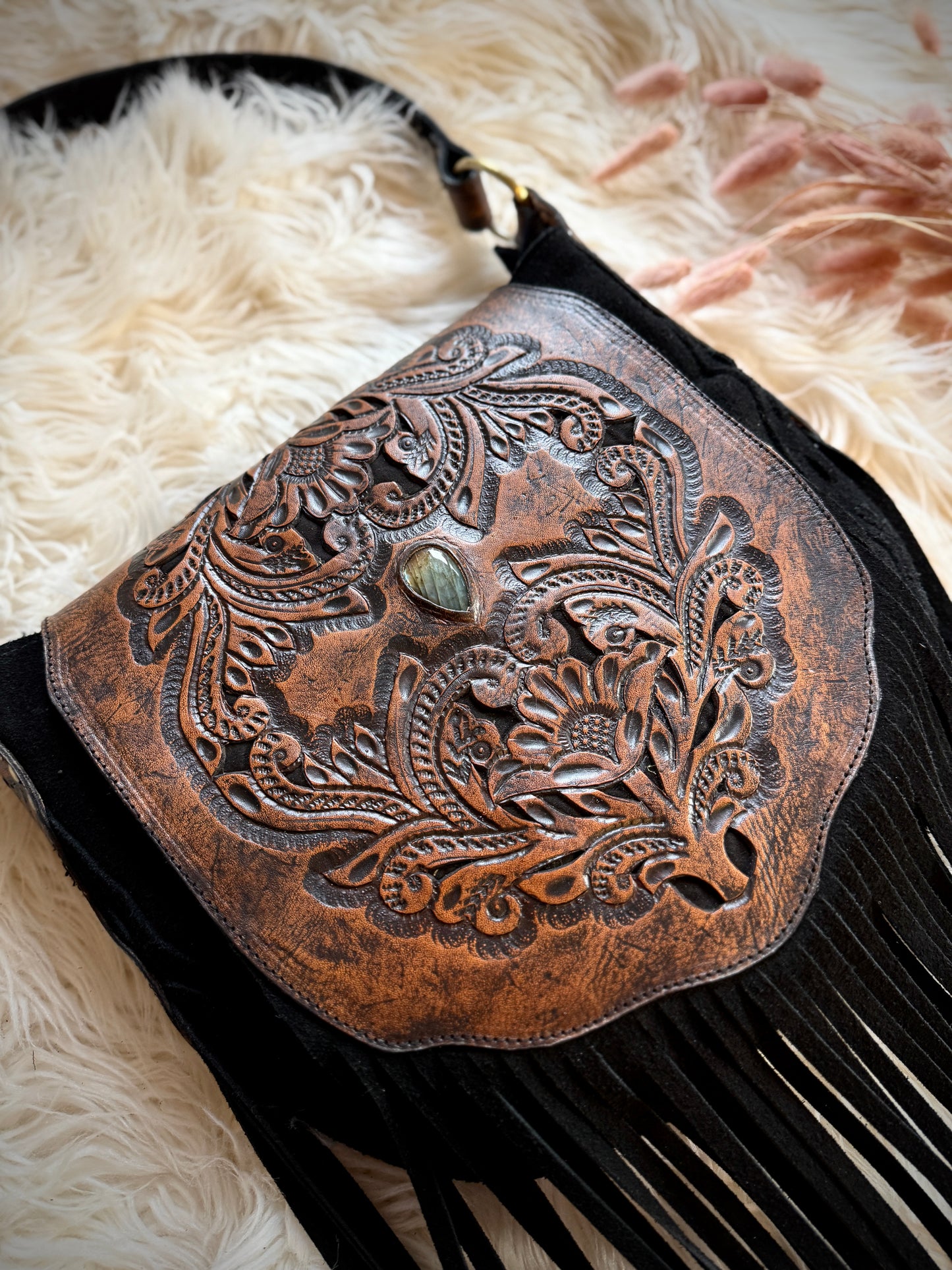 Midnight Brumby ~ Leather Tassel Bag