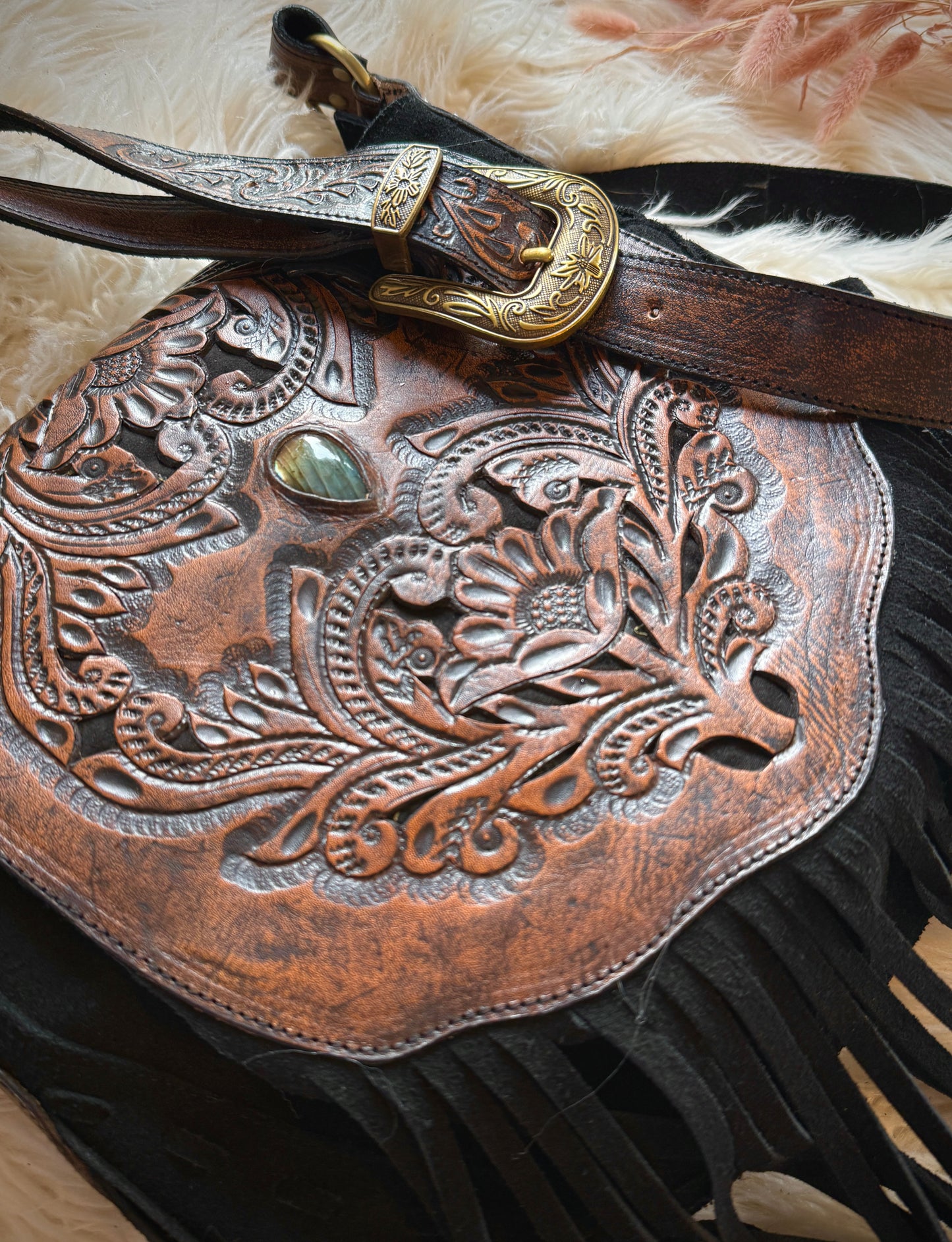Midnight Brumby ~ Leather Tassel Bag