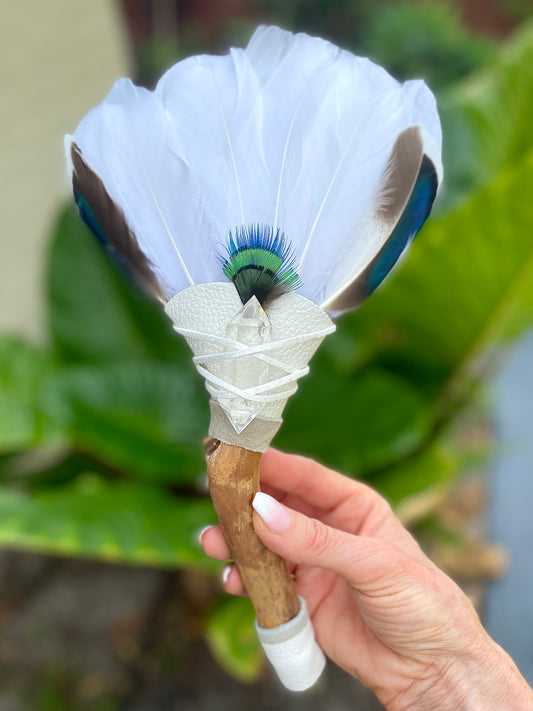 White Owl Feather Wand