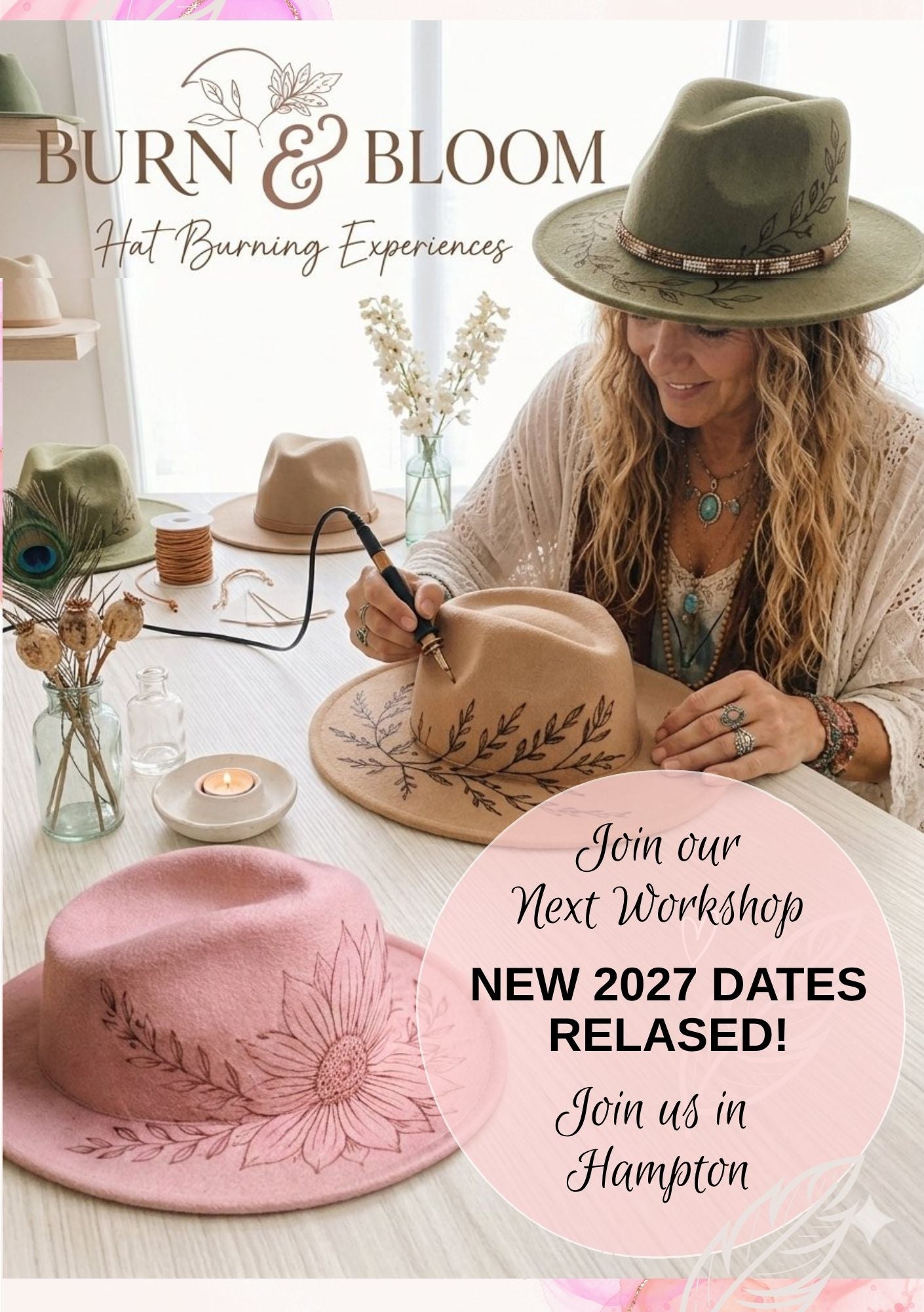 Burn and Bloom ~ Hat Burning Workshop. NEW DATES January and February 2027