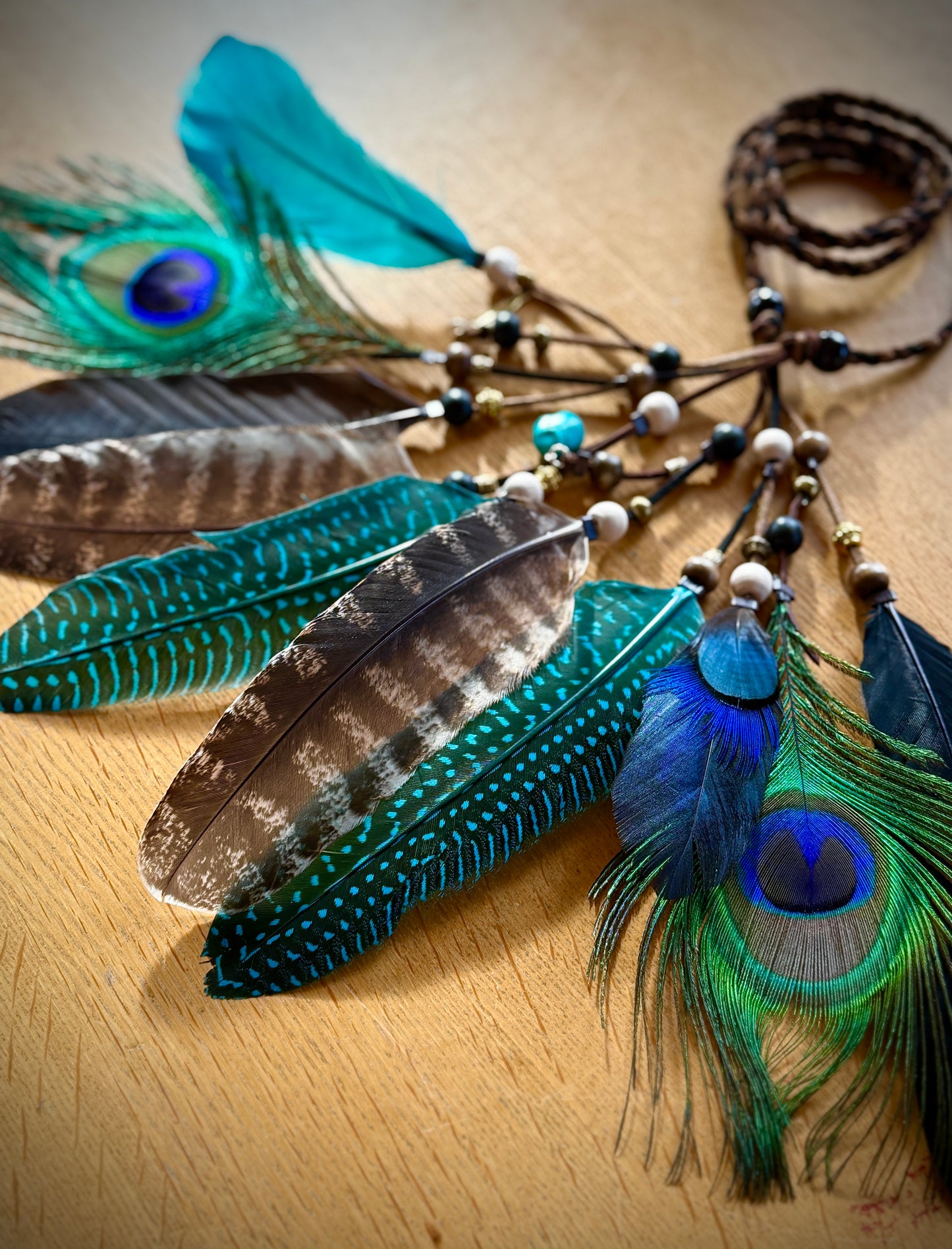Emerald Goddess Peacock Feather Head piece
