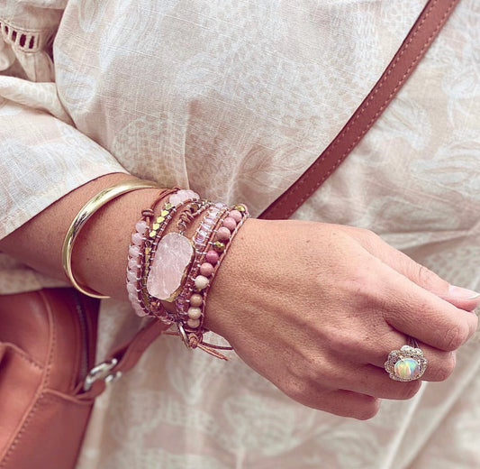 Rose Quartz Crystal Wrap Bracelet