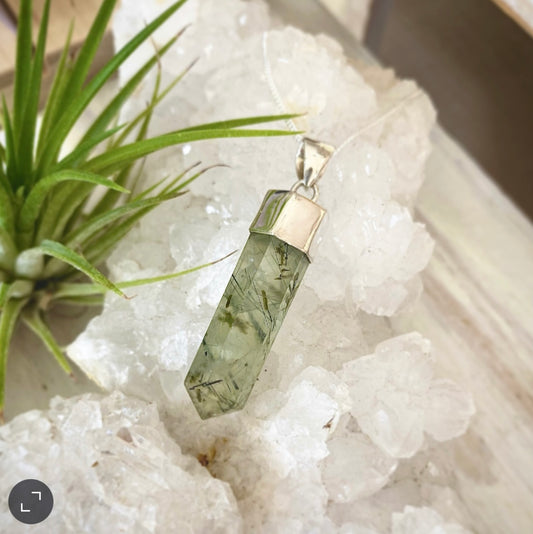 Prehnite Pendant with Sterling Silver Chain