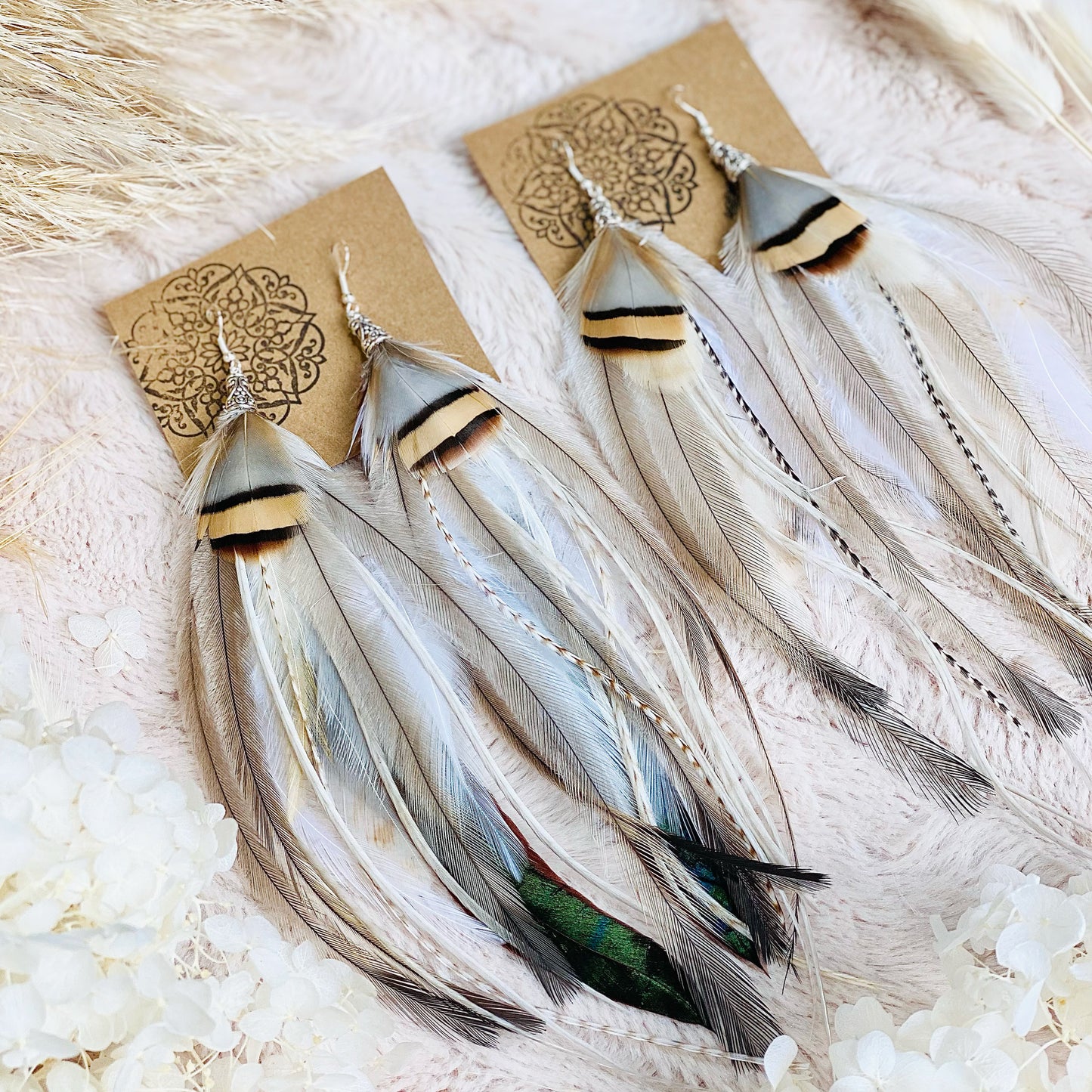 Snow Princess Feather Earrings